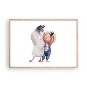 Poster in cornice rovere chiaro - Il progetto di un grande viaggio - 100x70 cm