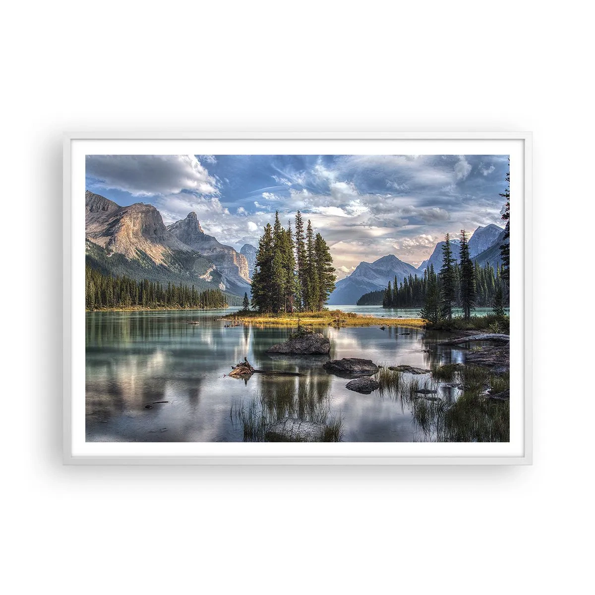 Poster in cornice bianca - Sulle acque grandi e limpide... - 100x70 cm