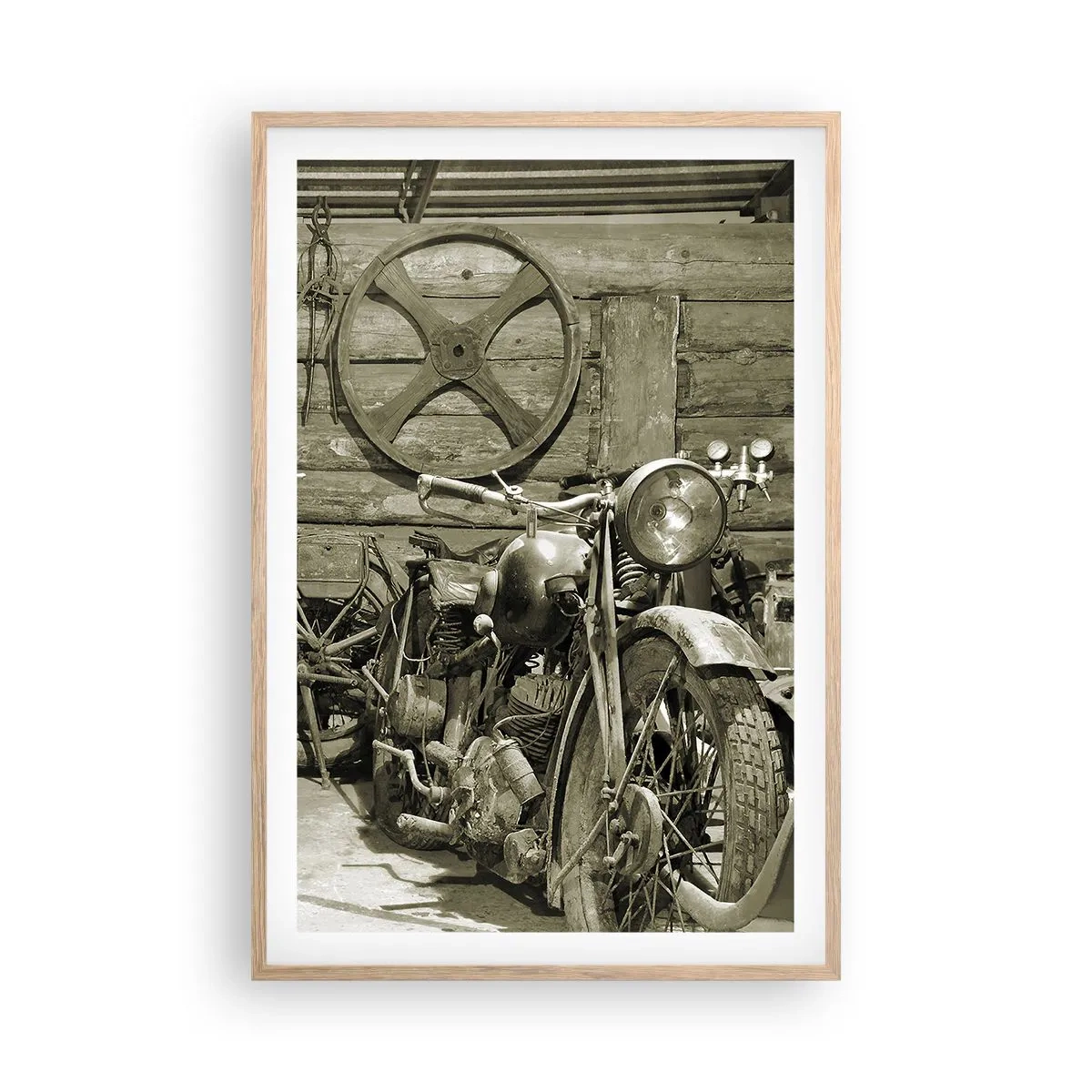 Poster in cornice rovere chiaro - Nel capanno di zio Alfredo - 61x91 cm