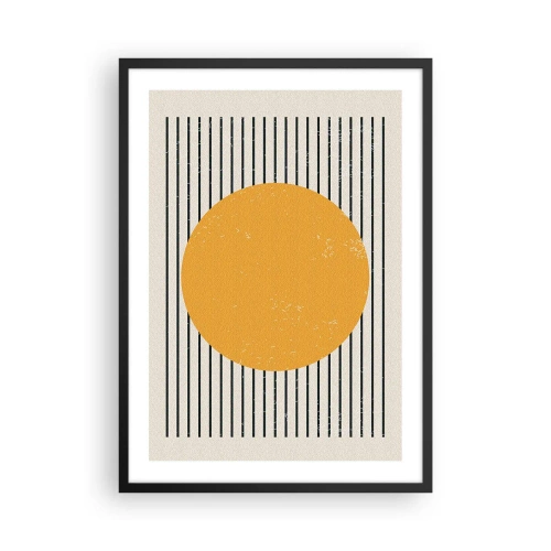 Poster in cornice nera - Composizione geometrica con cerchio arancione e linee - 50x70cm - La forza della semplicità - Decorazione murale moderna per soggiorno e camera da letto ARTTOR