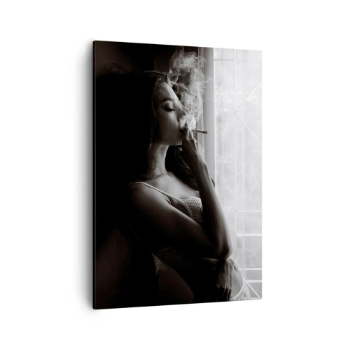 Quadro su tela - Stampe su Tela - Una donna in posa sensuale in una fotografia in bianco e nero - 50x70cm - Attimo sensuale - Decorazione murale moderna per soggiorno e camera da letto ARTTOR