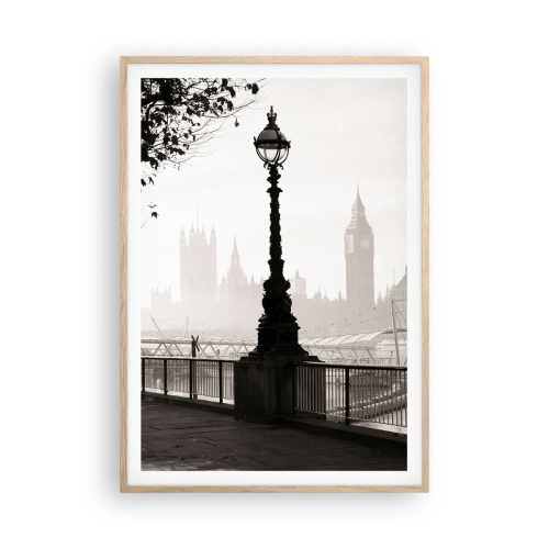 Poster in cornice rovere chiaro - Un mattino a Londra - 70x100 cm