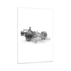 Quadro su vetro - Disegno tecnico in stile 3D di un'auto da corsa - 50x70cm - Struttura ideale: idea di slancio - Decorazione murale moderna per soggiorno e camera da letto ARTTOR