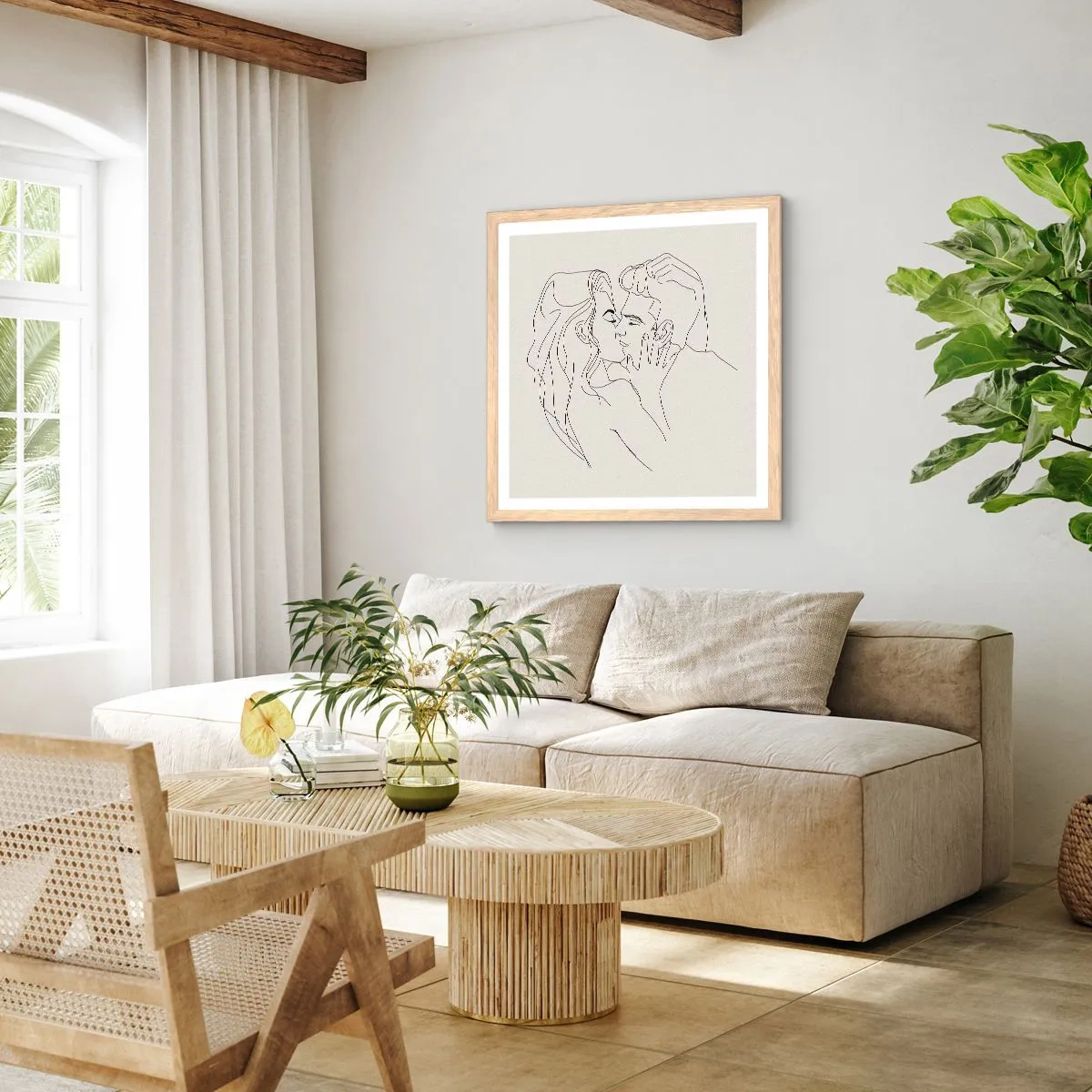 Poster in cornice rovere chiaro - Intrecciati dal sentimento - 50x50 cm