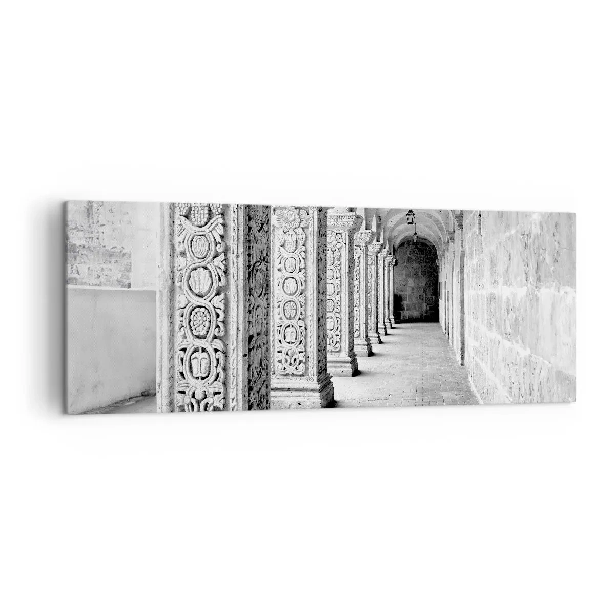 Quadro su tela - Stampe su Tela - Colonne storiche in uno scatto monocromatico - 140x50cm - Dove porterà? - Decorazione murale moderna per soggiorno e camera da letto ARTTOR