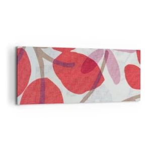 Quadro su tela - Stampe su Tela - Fiori e foglie nelle tonalità del rosso e del rosa - 120x50cm - Composizione di fiori in rosa - Decorazione murale moderna per soggiorno e camera da letto ARTTOR