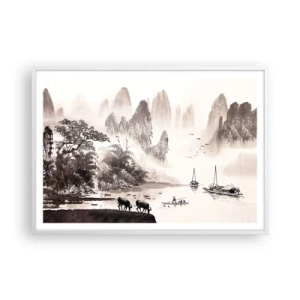 Poster in cornice bianca - L'esotica quotidianità dell'Oriente - 100x70 cm