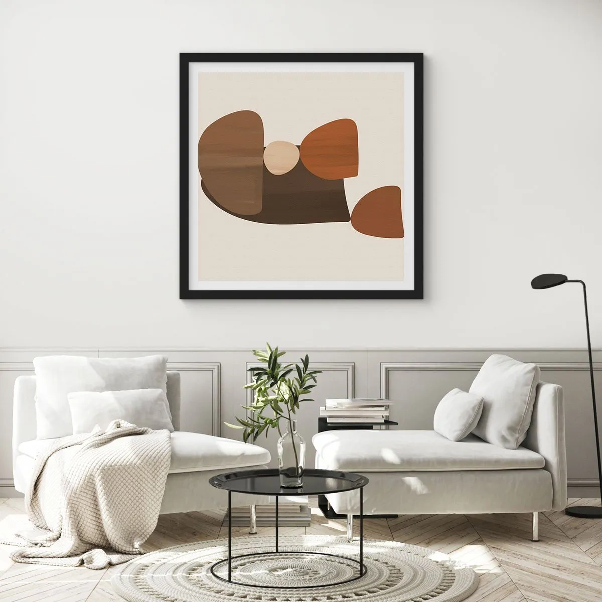 Poster in cornice nera - Composizione in marrone - 50x50 cm