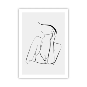 Poster - Una linea minimalista che raffigura la silhouette di una donna - 50x70cm - Sull'onda dei sogni - Decorazione murale moderna per soggiorno e camera da letto ARTTOR