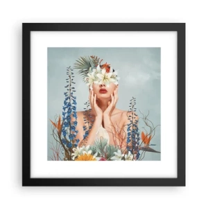Poster in cornice nera - Donna - fiore - 30x30 cm