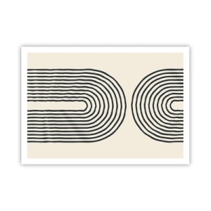 Poster - Motivo geometrico astratto con linee simmetriche su sfondo chiaro - 100x70cm - Tra un attimo... - Decorazione murale moderna per soggiorno e camera da letto ARTTOR