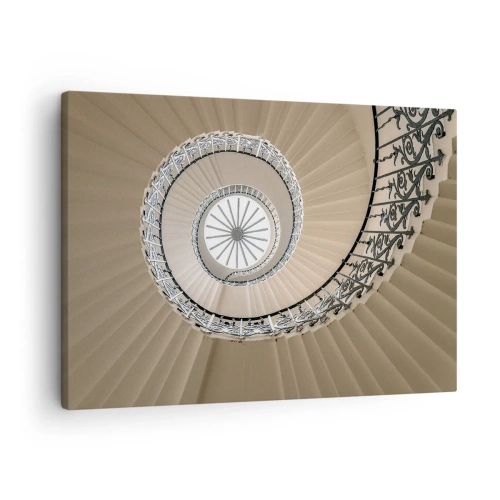 Quadro su tela - Stampe su Tela - Scala a chiocciola con elegante approccio geometrico - 70x50cm - Al centro della chiocciola - Decorazione murale moderna per soggiorno e camera da letto ARTTOR