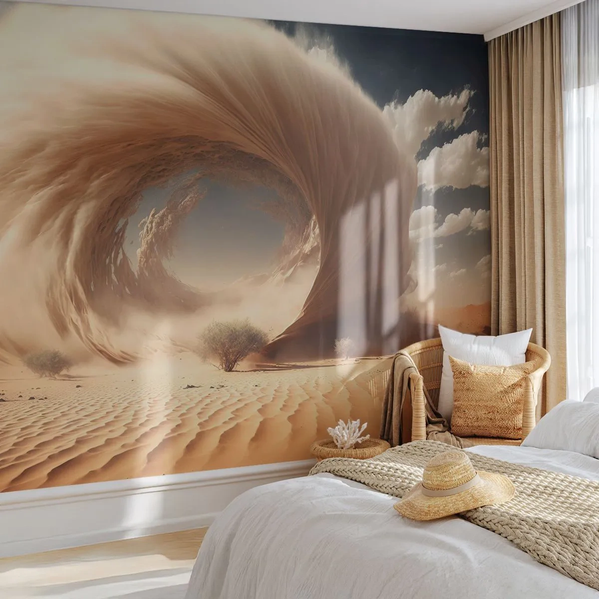 Fotomurali Autoadesivo Deluxe Sticker - Il portale è aperto - Sabbia, Deserto, Una tempesta di sabbia - 350x256 cm
