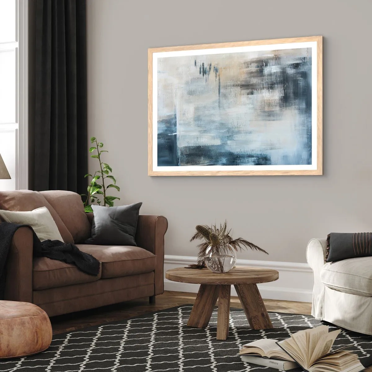 Poster in cornice rovere chiaro - Coperti dal blu - 91x61 cm