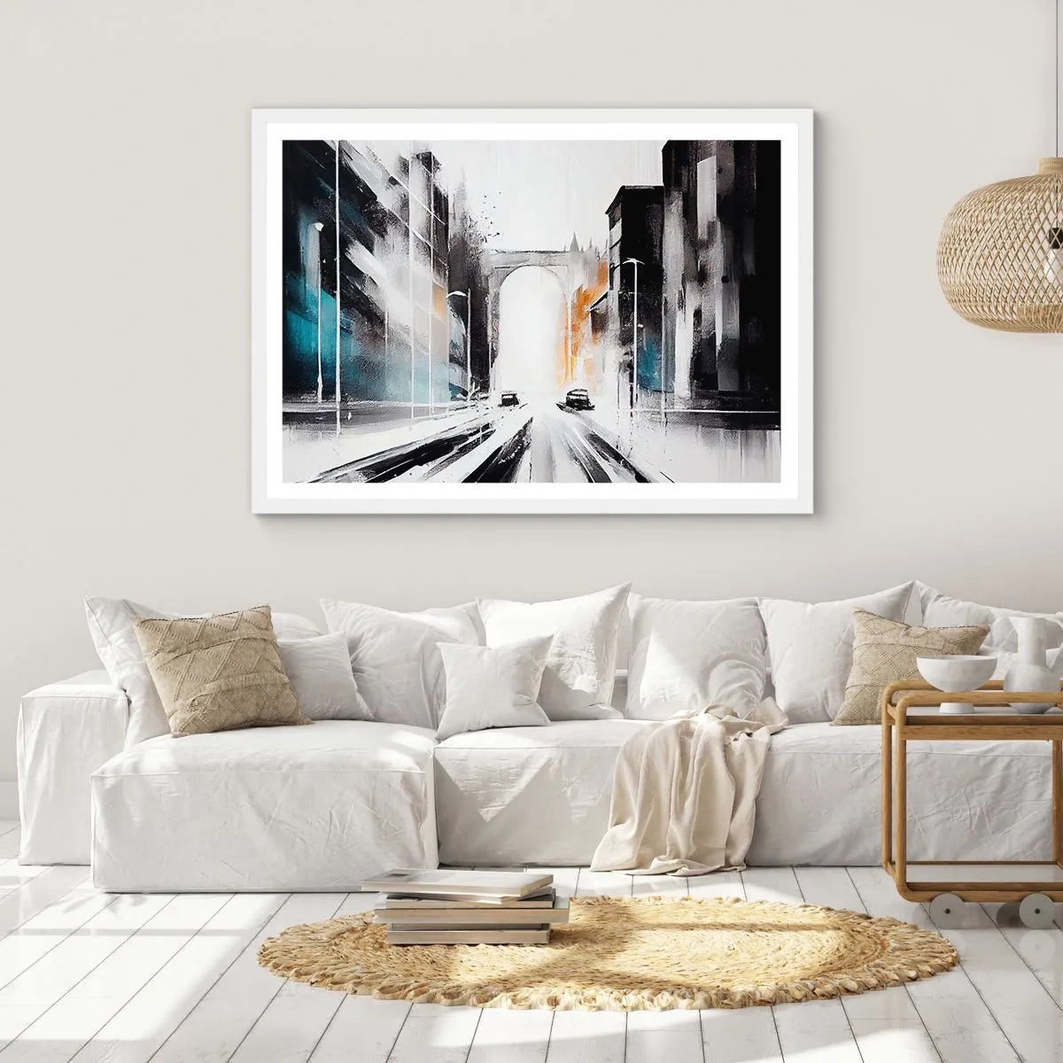 Poster in cornice bianca - Studio di città: architettura e movimento - 70x50 cm