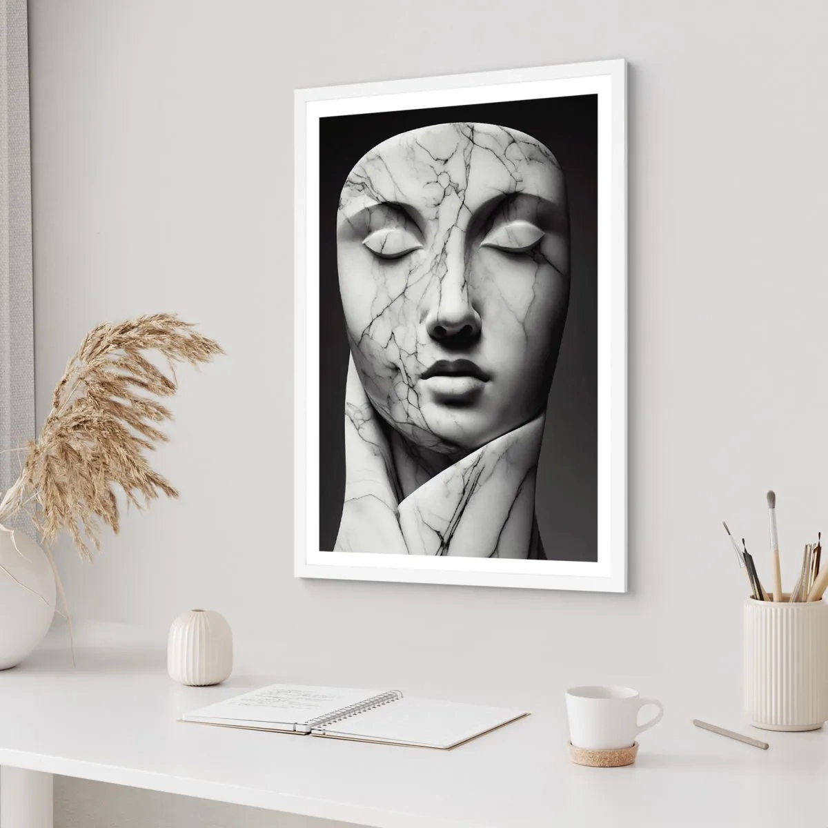 Poster in cornice bianca - Forme di marmo - 61x91 cm