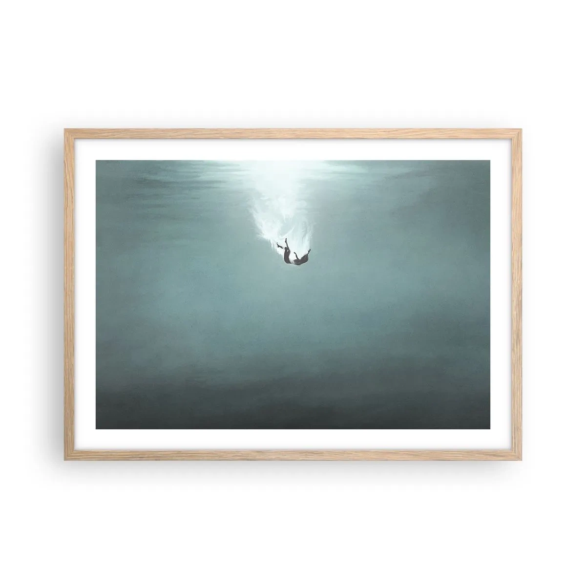 Poster in cornice rovere chiaro - Nell'abbraccio dell'oceano - 70x50 cm