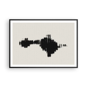 Poster in cornice nera - Un motivo astratto che ricorda un'onda sonora in stile minimalista. - 100x70cm - Le vibrazioni della fantasia - Decorazione murale moderna per soggiorno e camera da letto ARTTOR