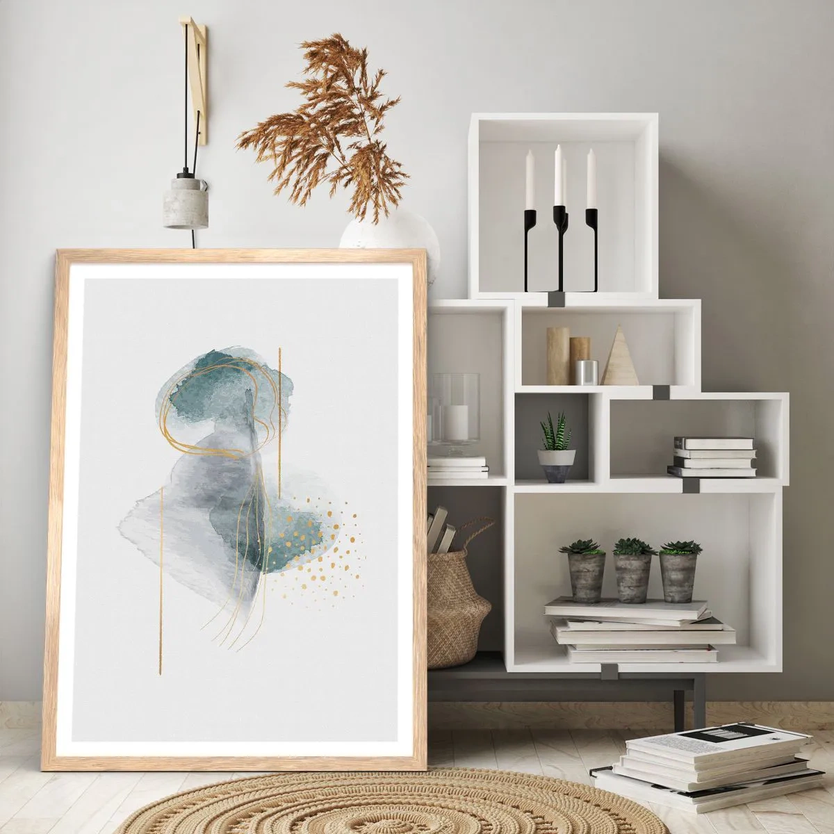 Poster in cornice rovere chiaro - Sui legami del grigio e dell'oro - 30x40 cm