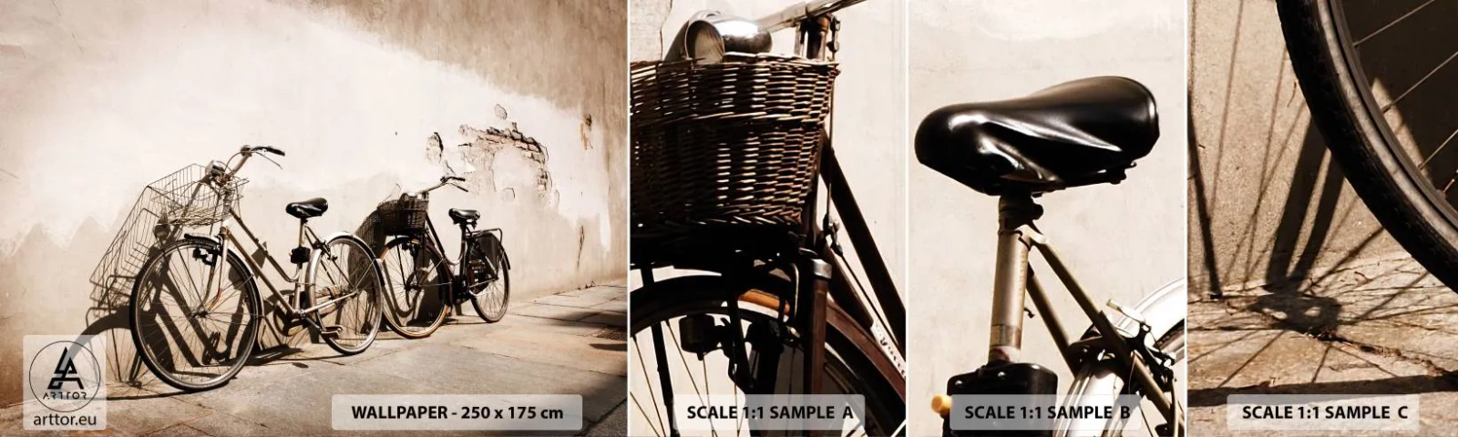 Campione Di Fotomurale Standard Eco - L'indimenticabile bellezza del passato - Bicicletta, Viaggio, Vintage ▾ - 100x30 cm