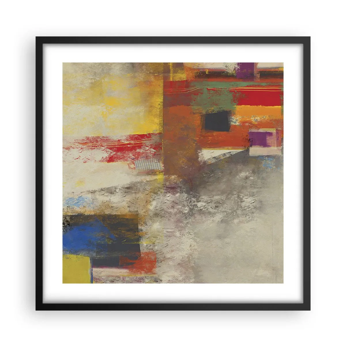 Poster in cornice nera - Geometria dei colori - 50x50 cm