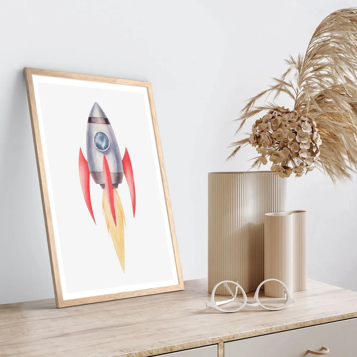 Poster in cornice rovere chiaro - Più in alto, più veloce, più lontano - 50x70 cm