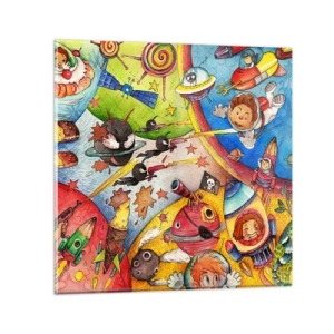 Quadro su vetro - La grande avventura nel cosmo - 70x70 cm