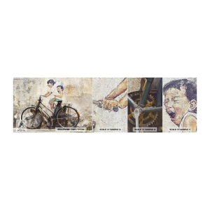 Campione di Fotomurale Premium Canvas - Vero o falso? - Astrazione, Murale, Bicicletta - 100x30 cm