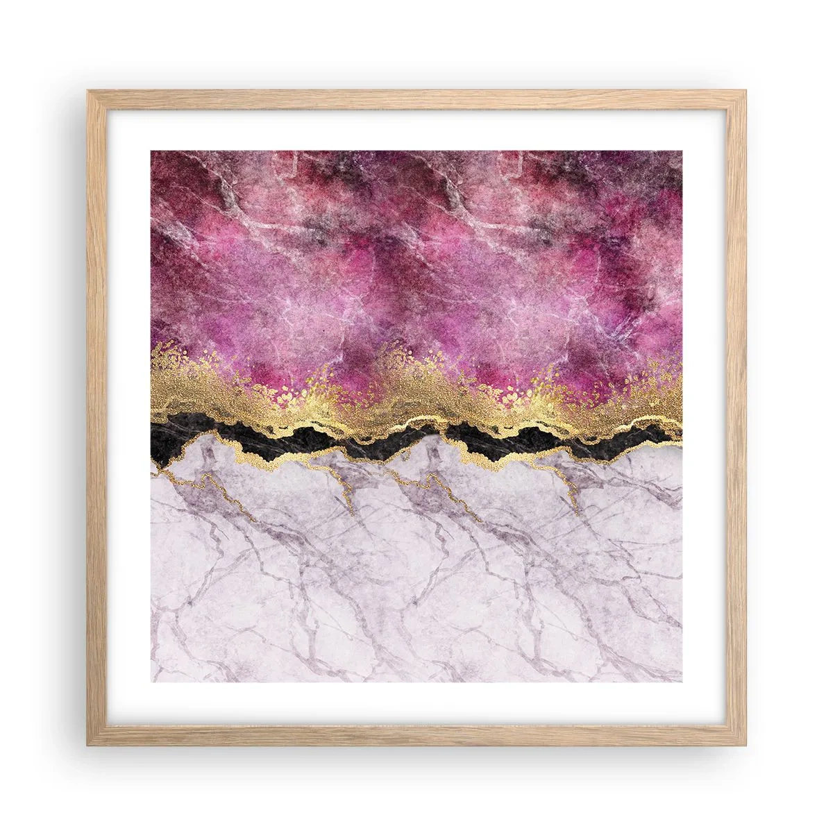 Poster in cornice rovere chiaro - Sul confine - 50x50 cm