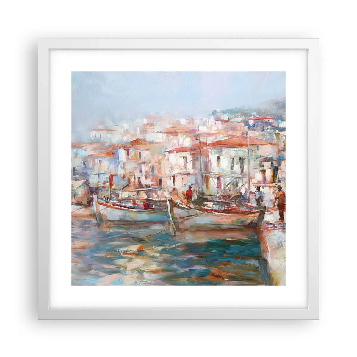Poster in cornice bianca - Vacanze in pastello - 40x40 cm