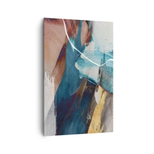 Quadro su tela - Stampe su Tela - Pennellate astratte nei toni del blu e dell'oro - 80x120cm - Con forza ed energia - Decorazione murale moderna per soggiorno e camera da letto ARTTOR