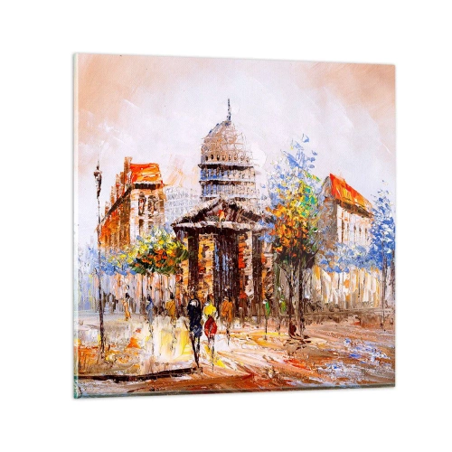 Quadro su vetro - Passeggiata a Parigi - 70x70 cm