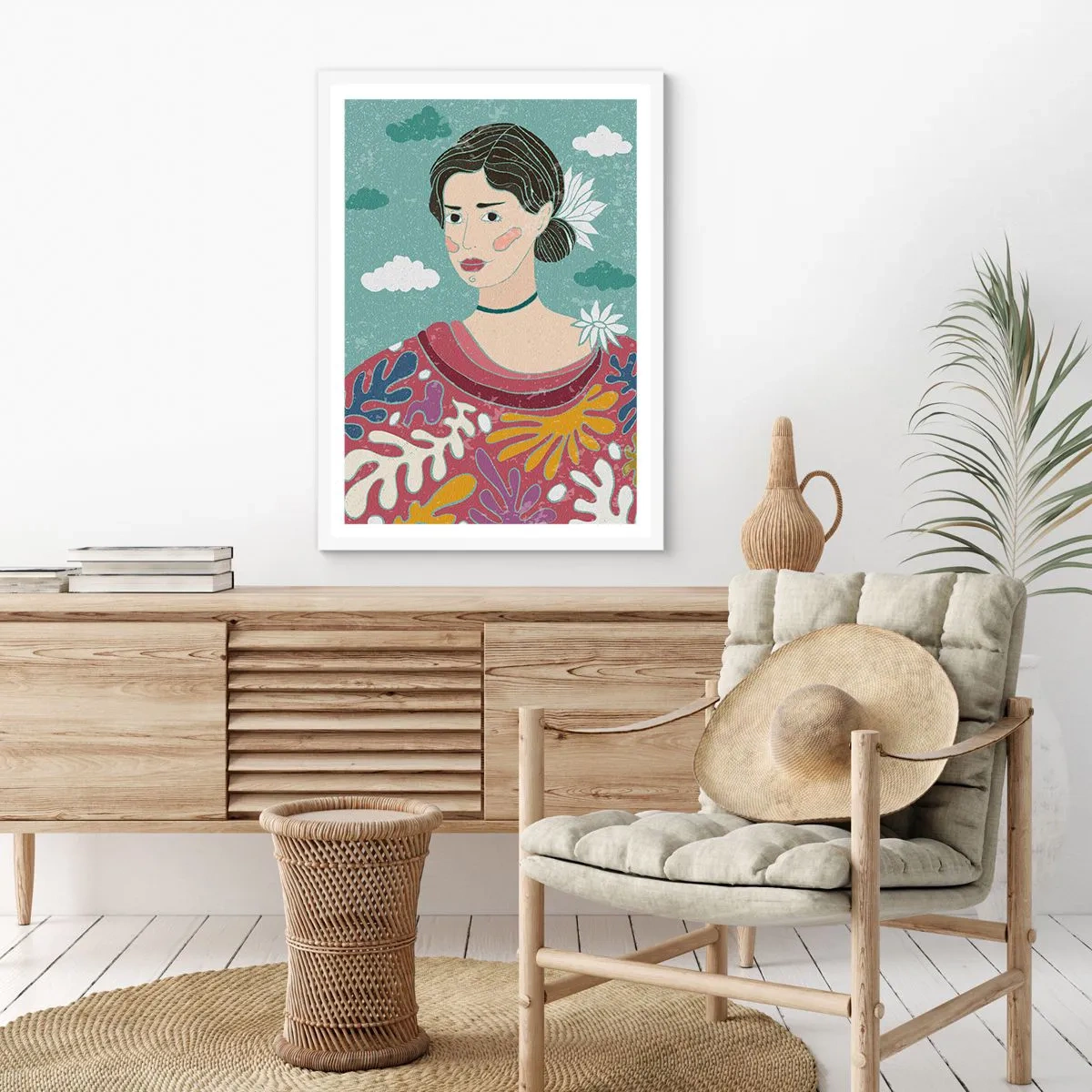 Poster in cornice bianca - Con la malinconia nello sguardo - 70x100 cm