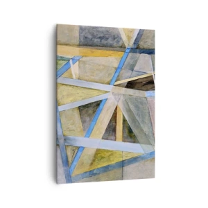 Quadro su tela - Stampe su Tela - Composizione geometrica con linee chiare e blu - 70x100cm - Dritto o obliquo? - Decorazione murale moderna per soggiorno e camera da letto ARTTOR