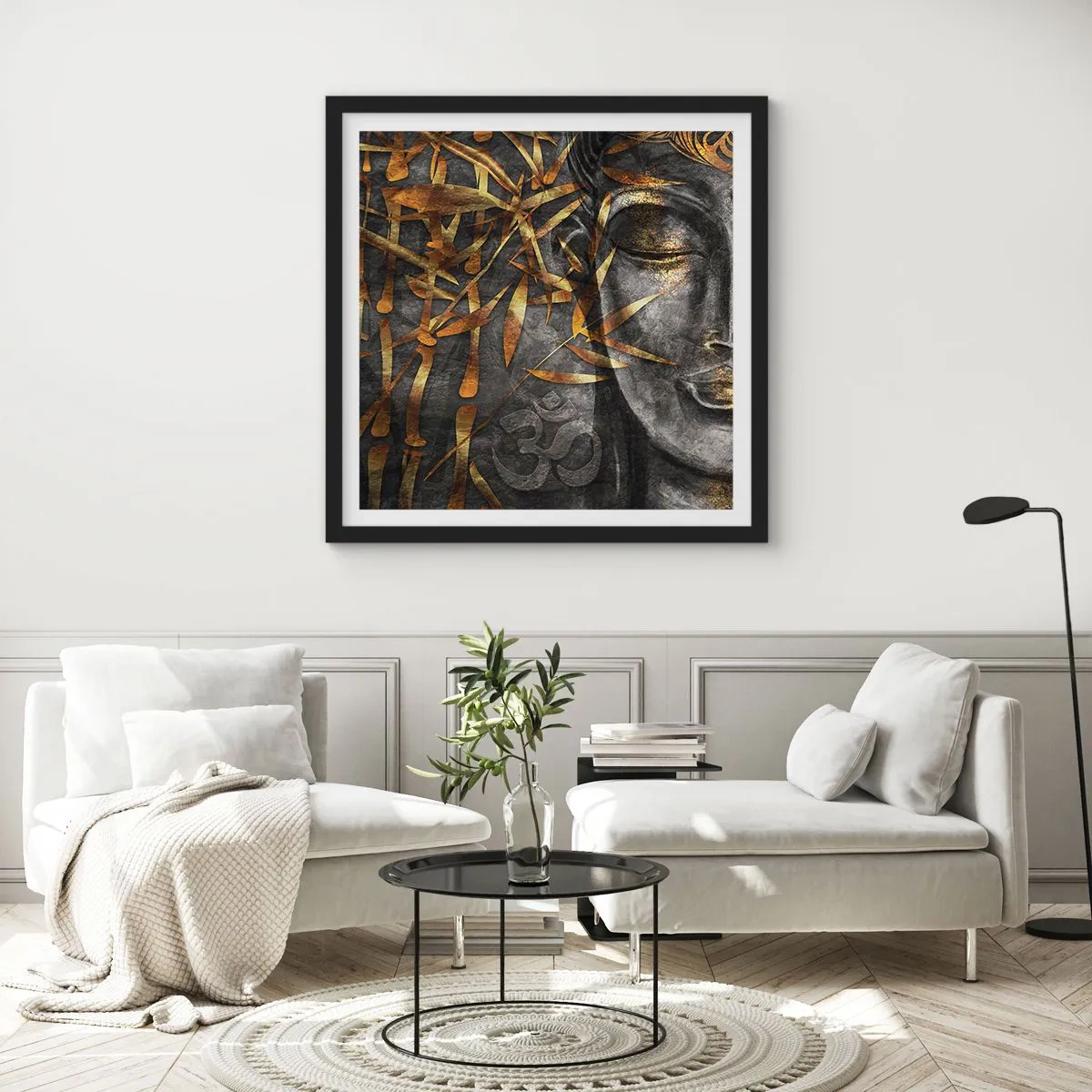 Poster in cornice nera - Senti la pace - 50x50 cm