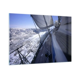 Quadro su vetro - Uno yacht che naviga in un mare in tempesta con tempo soleggiato - 100x70cm - So cosa vuol dire volare - Decorazione murale moderna per soggiorno e camera da letto ARTTOR