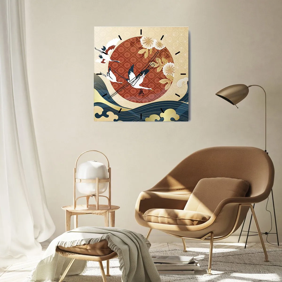 Orologio da parete - Orologio in Vetro - Favola giapponese - 40x40 cm