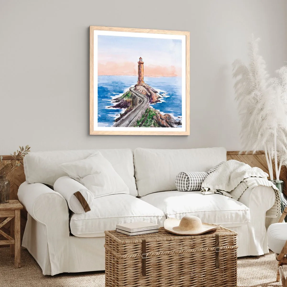 Poster in cornice rovere chiaro - Rivolto verso il mare - 60x60 cm