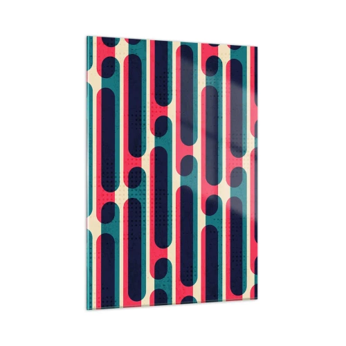 Quadro su vetro - Linee retrò astratte - 50x70cm - Avanti fino in fondo - Decorazione murale moderna per soggiorno e camera da letto ARTTOR