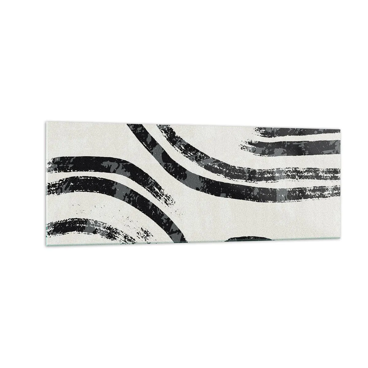 Quadro su vetro - Linee astratte in bianco e nero su uno sfondo chiaro - 140x50cm - Interrotto a metà - Decorazione murale moderna per soggiorno e camera da letto ARTTOR