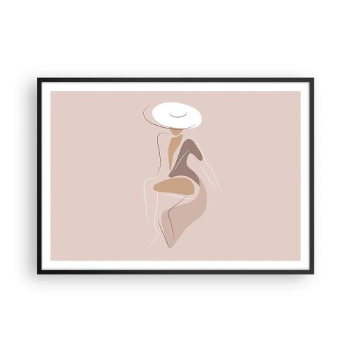 Poster in cornice nera - Silhouette minimalista di una donna con un cappello - 100x70cm - Essere una dama - Decorazione murale moderna per soggiorno e camera da letto ARTTOR