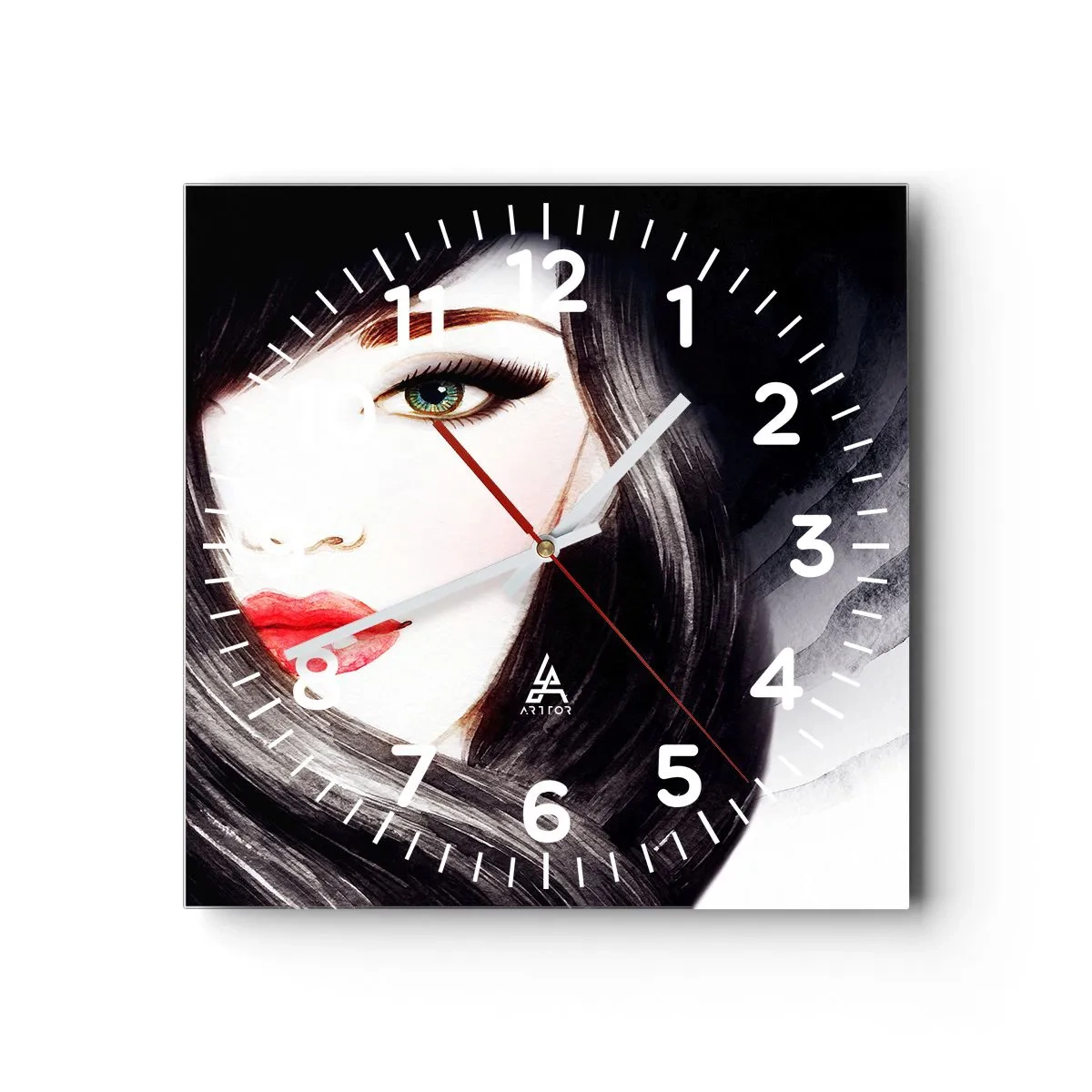 Orologio da parete - Orologio in Vetro - Sguardo di zaffiro - 40x40 cm