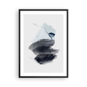 Poster in cornice nera - Pennellate astratte in tonalità di grigio - 50x70cm - Intensità e movimento - Decorazione murale moderna per soggiorno e camera da letto ARTTOR