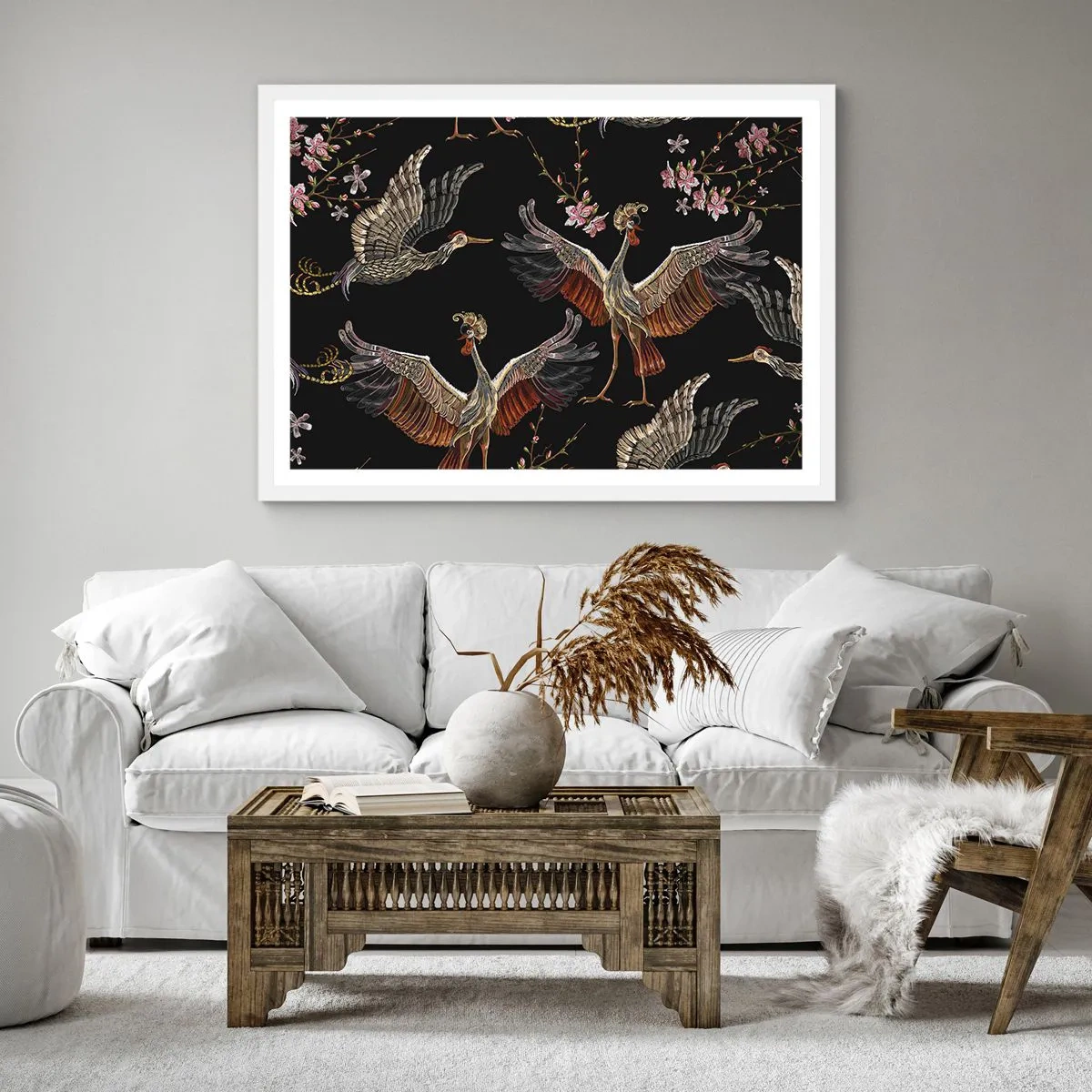 Poster in cornice bianca - Uccello fantastico - 50x50 cm