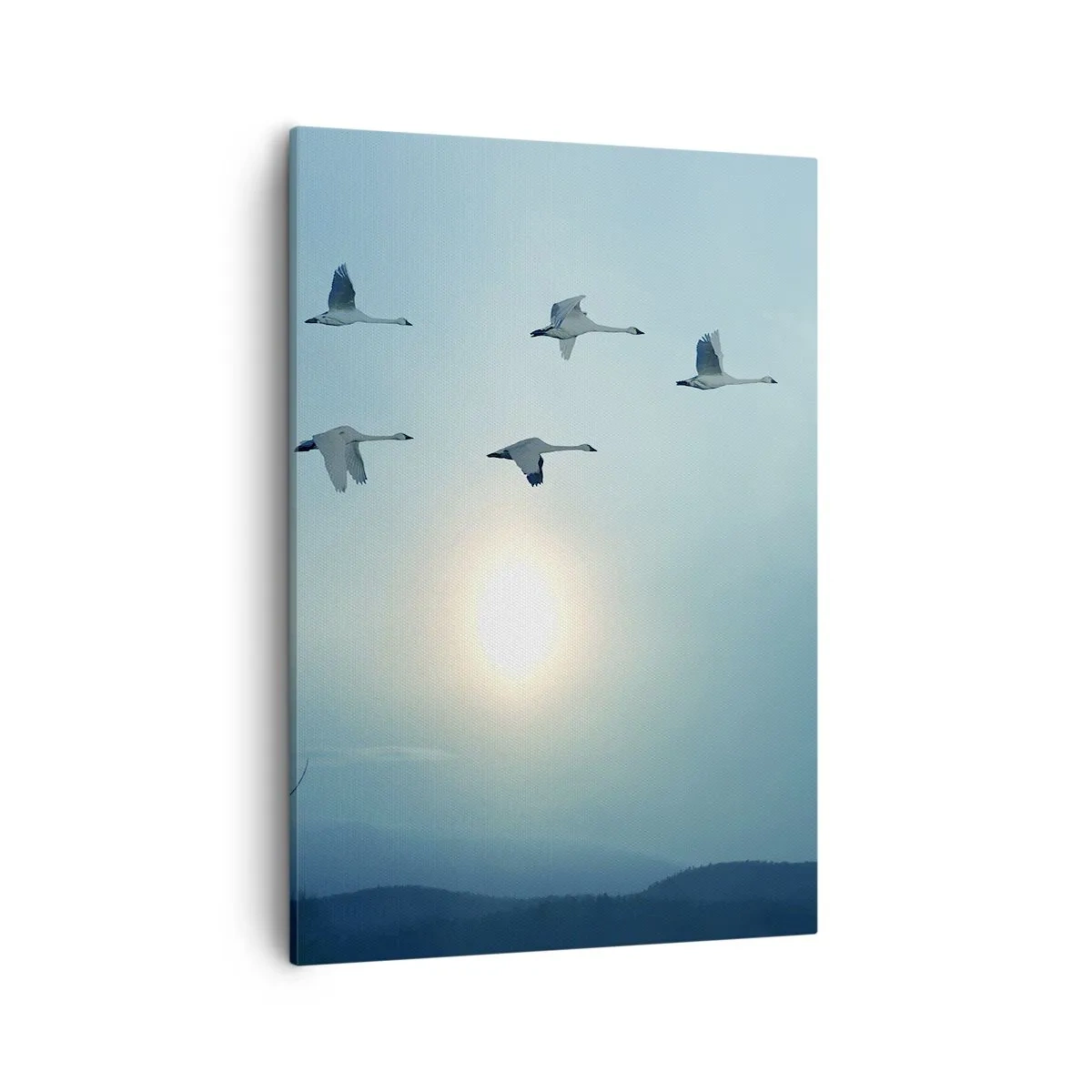 Quadro su tela - Stampe su Tela - Cigni in volo al mattino - 50x70cm - Addio estate, quest'anno - Decorazione murale moderna per soggiorno e camera da letto ARTTOR