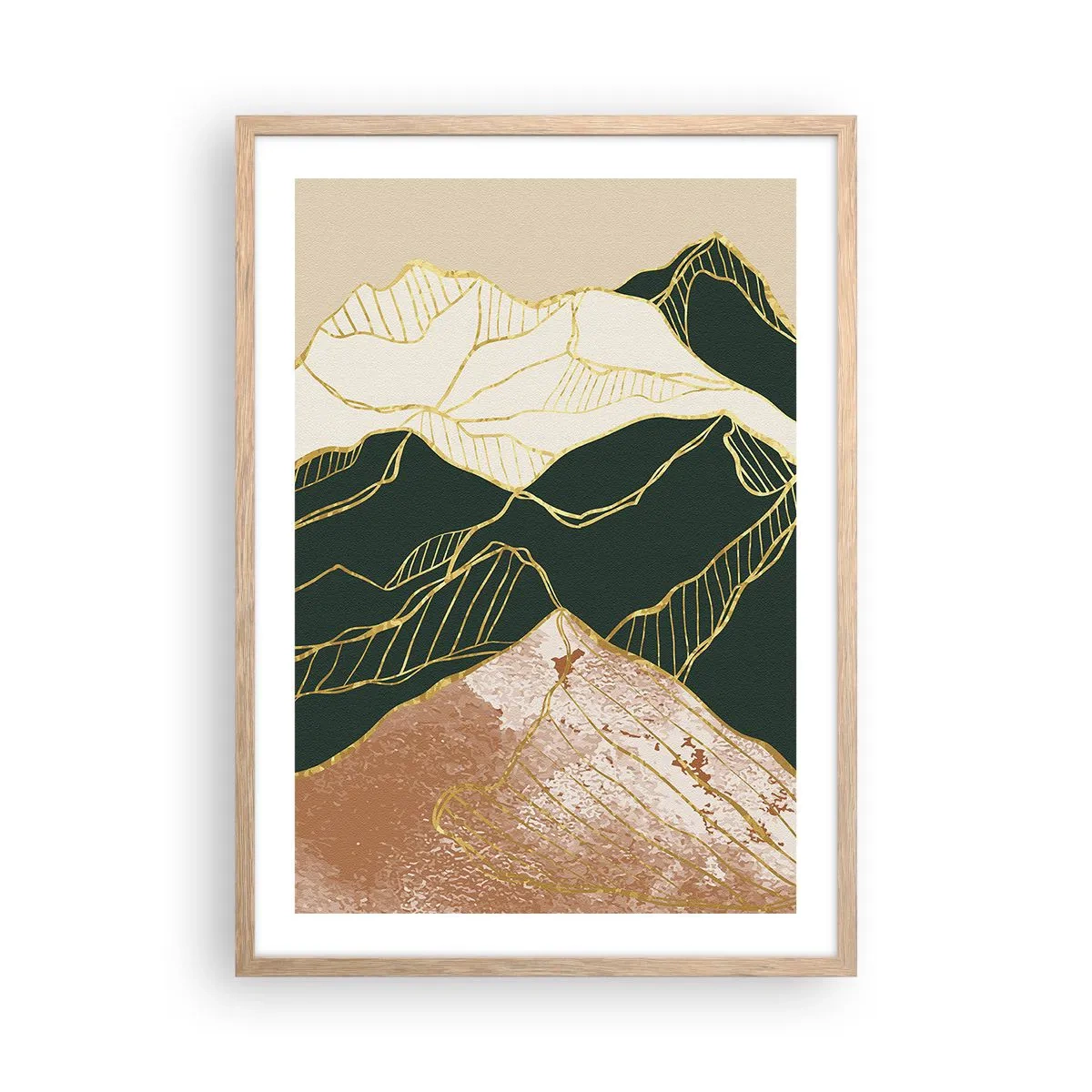 Poster in cornice rovere chiaro - Cime d'oro - 50x70 cm