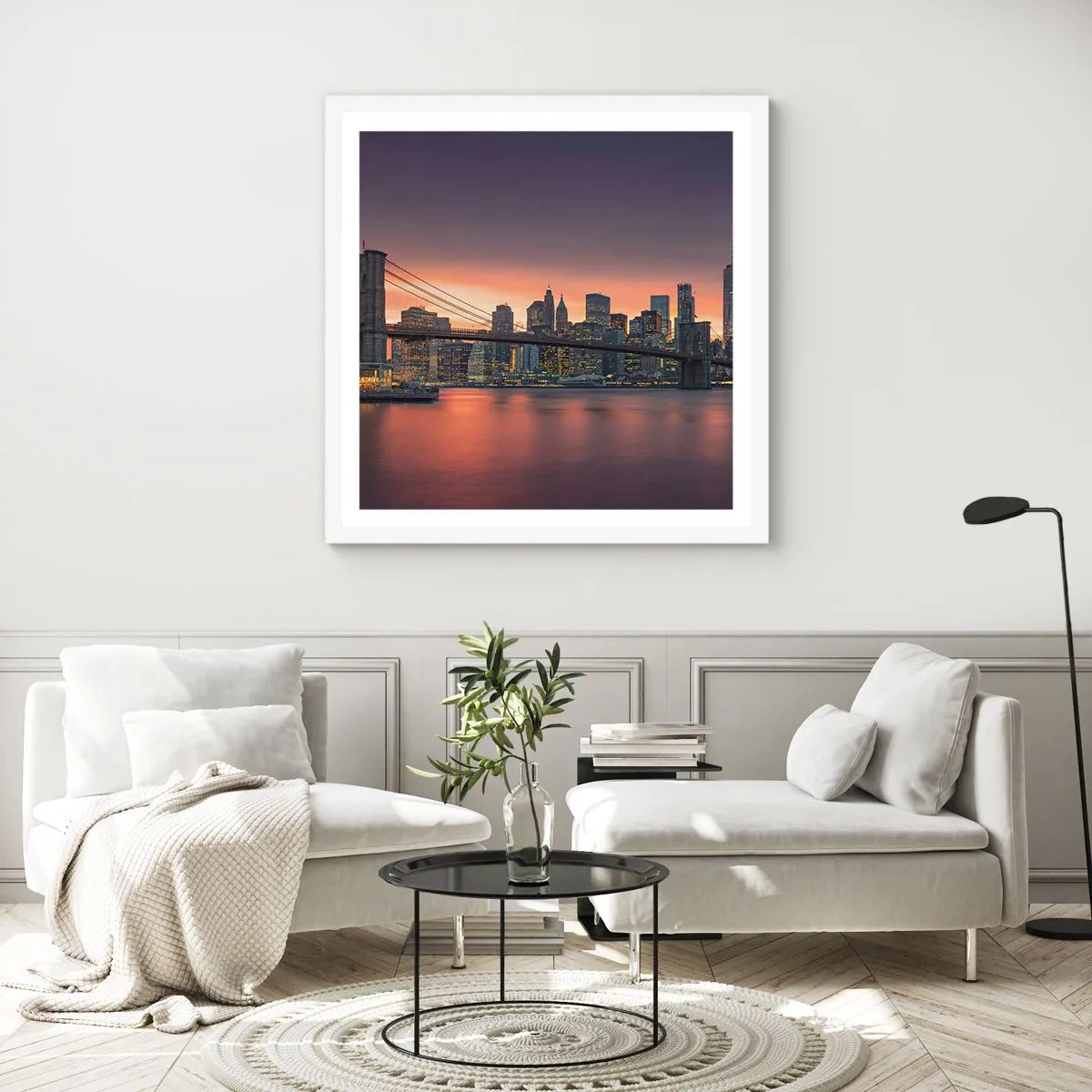 Poster in cornice bianca - Immersa nel silenzio lilla - 50x50 cm