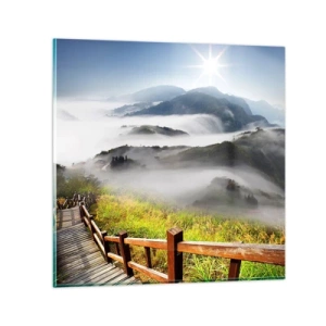 Quadro su vetro - Avvolti di luce e nebbia - 40x40 cm