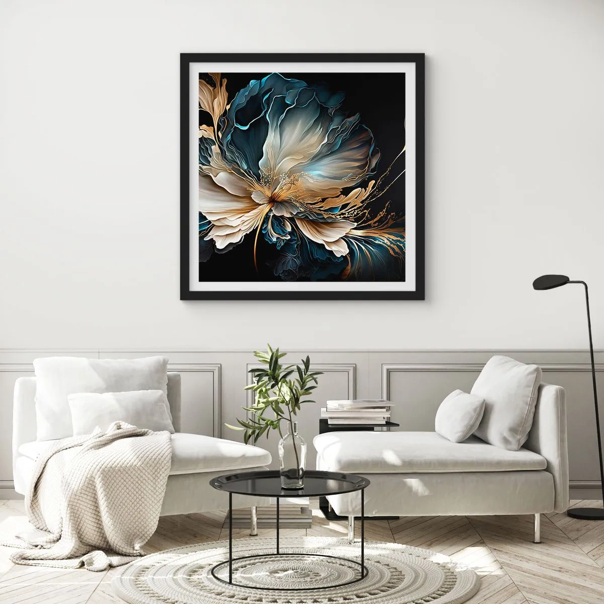 Poster in cornice nera - Fantastico fiore di felce - 40x40 cm