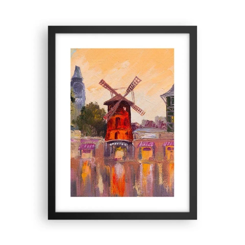 Poster in cornice nera - Le icone di Parigi: il Moulin Rouge - 30x40 cm